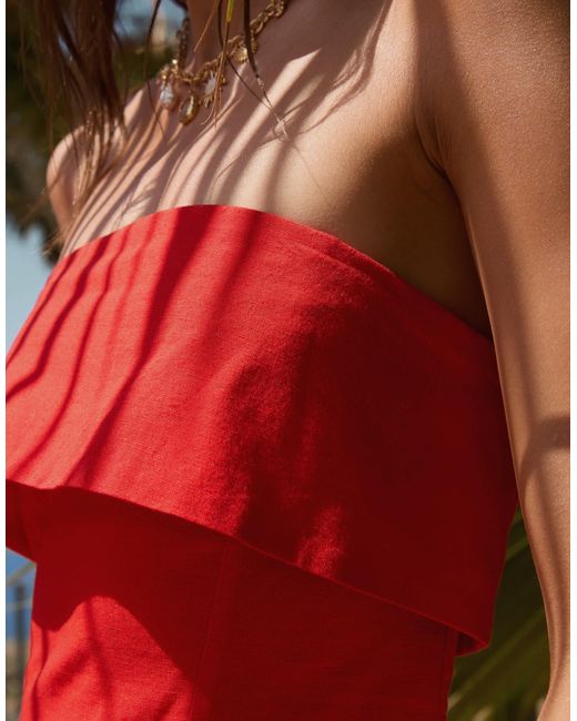 ASOS Red Fold Over Bandeau Mini Dress