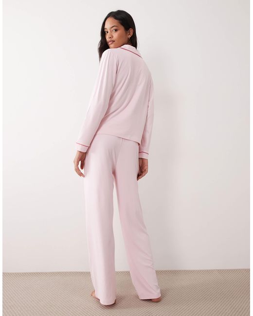 Threadbare Pink Button Down Super Soft Pyjama Set