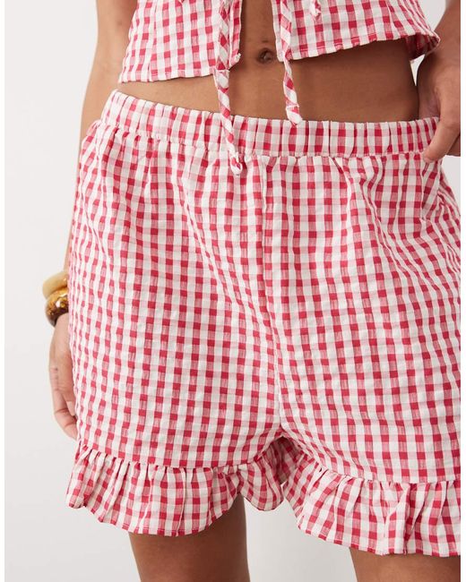 Miss Selfridge Pink Ruffle Mini Short Co-ord