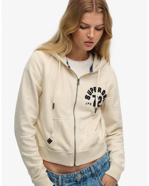 Superdry Natural Athletic Relaxed Crop Zip Hoodie