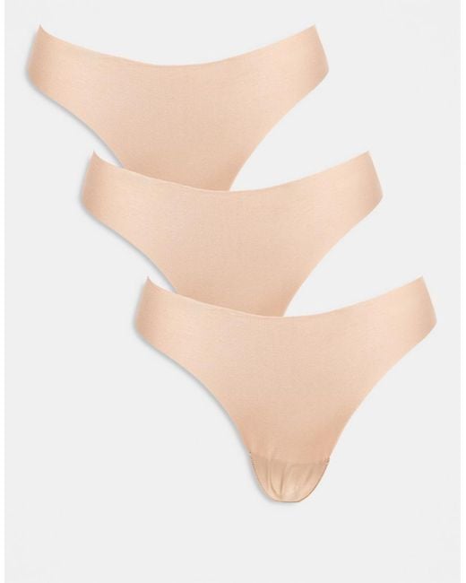 Pack De 3 Tangas De Tejido Efecto Invisible De -Neutro ASOS de color Natural