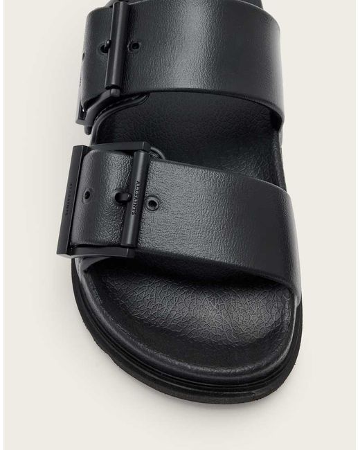 AllSaints Black Sian Double Strap Sandals