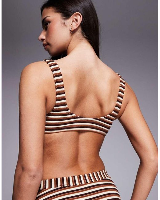 ASOS Brown Tori Towelling Seville Plunge Bikini Top