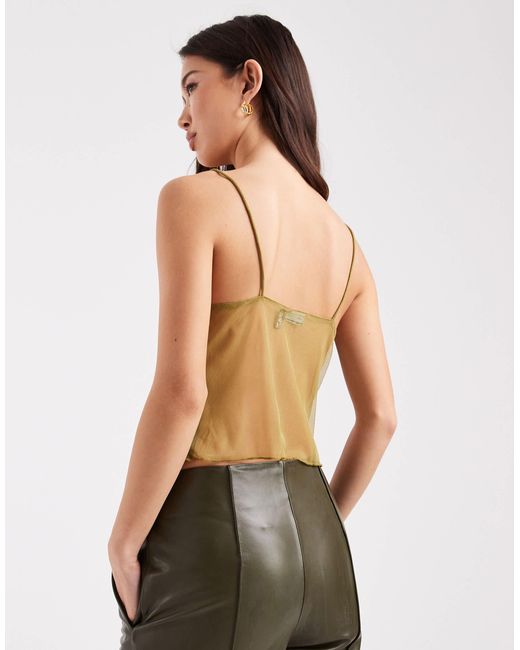 ASOS Green Scatter Sequin Mesh Cami Top