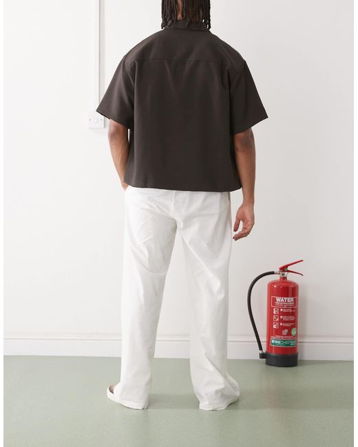 Collusion White Relaxed Woven Pant With Linen for men
