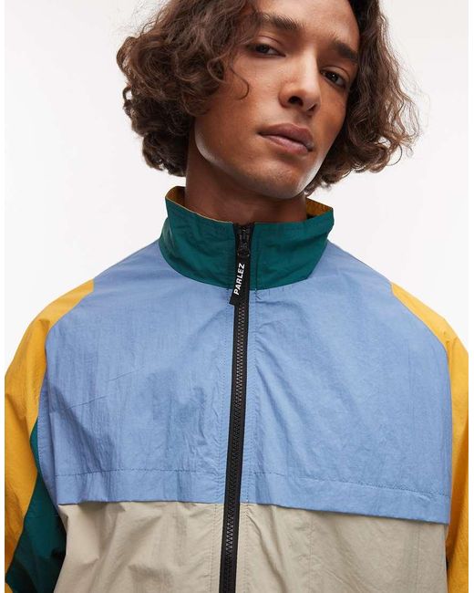 Parlez Blue Breeze Contrast Panel Detail Track Jacket for men