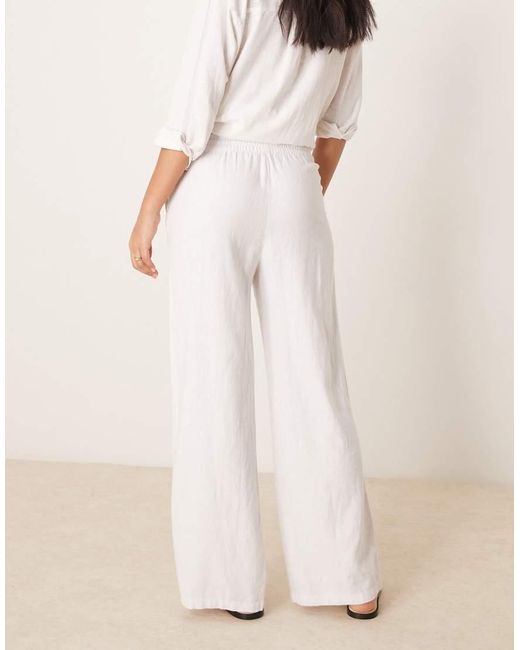 Jdy Natural Wide Leg Tie Waist Linen Mix Trousers Co-ord