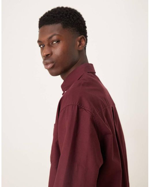 ASOS Red 90S Oversized Oxford Shirt for men