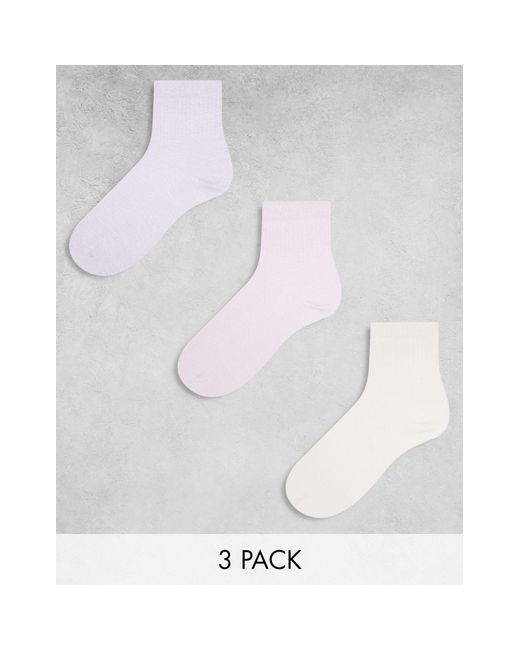 ASOS White 3 Pack Ankle Marl Socks
