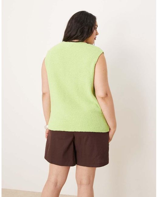 ASOS Green Asos Design Curve Slub Knit Relaxed Fit Waistcoat