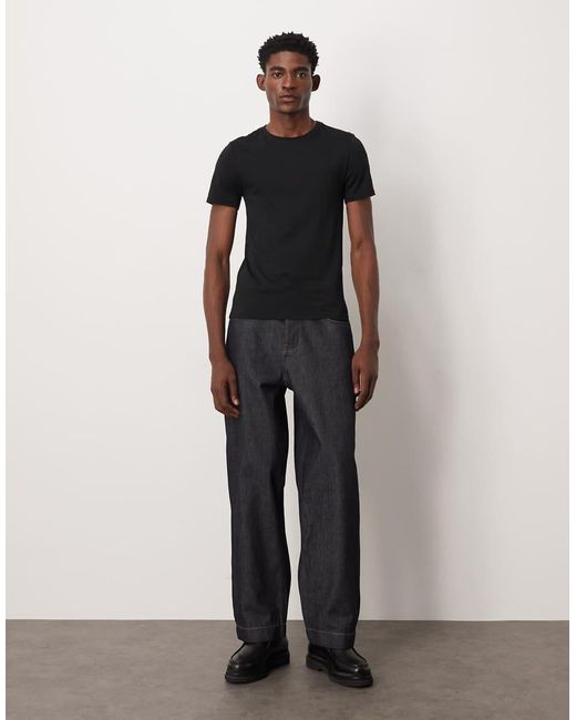 Camiseta Negra De Corte Slim De Algodón Supima Premium De ASOS de hombre de color Black