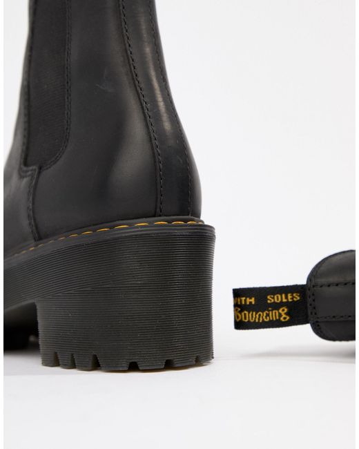 dr martens rometty black leather chunky heeled chelsea boots