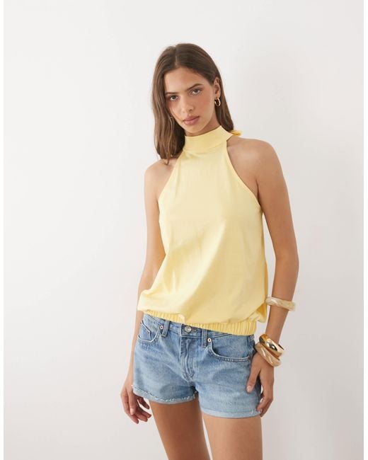 ASOS Yellow Bubble Halter Neck Top