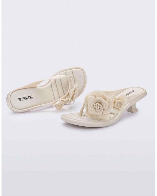 Melissa White Thong Kitten Heel Petals