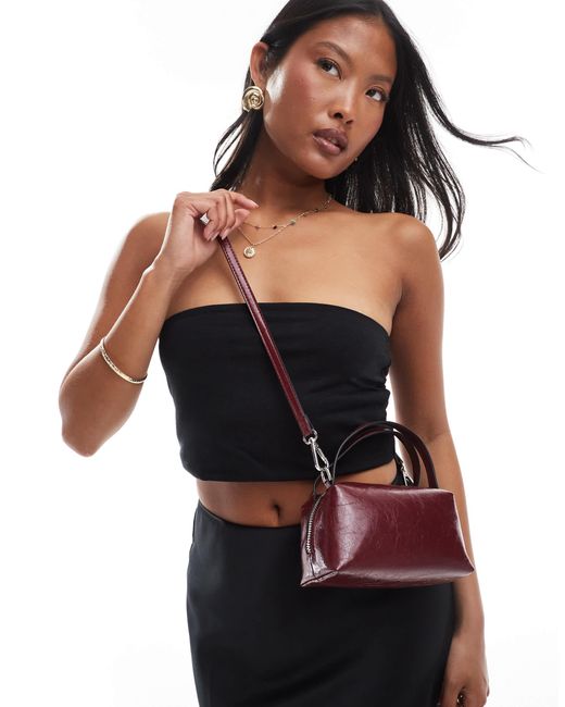 ASOS Black Textu Mini Grab Clutch With Cross Body Strap