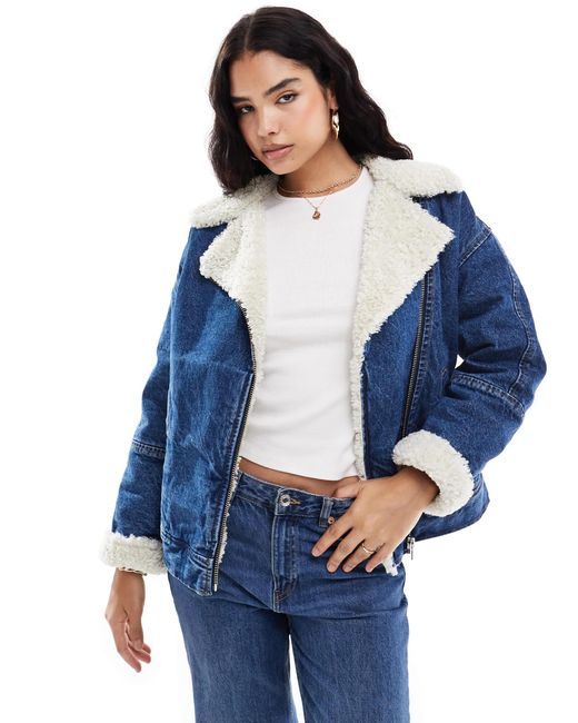 Levi's Blue Sherpa Lined Denim Flight Jacket