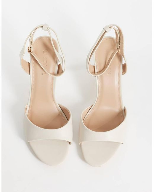 SEQWL Wide Fit White Lolly Heeled Sandals