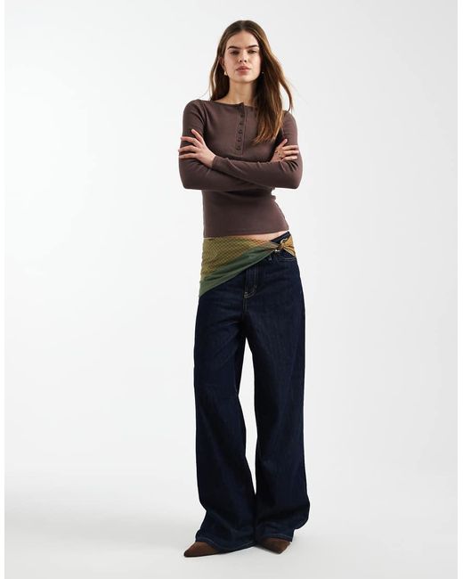New Look Brown Button Down Long Sleeve Top