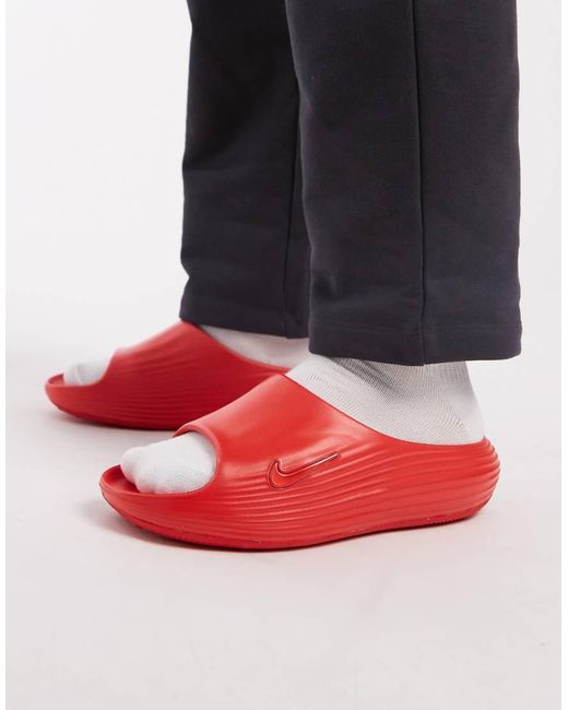 Nike Red Reactx Sliders for men