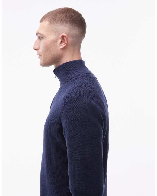 Levi's Blue 1/4 Zip Knitted Jumper for men