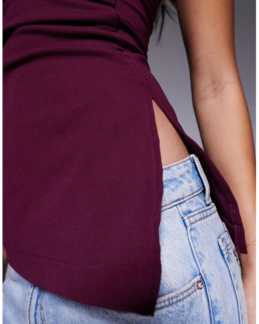 Top bandeau long effet drapé - bordeaux River Island en coloris Purple