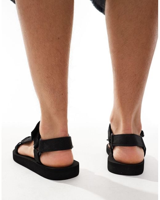 Truffle Collection Black Chunky Web Strap Sandals for men