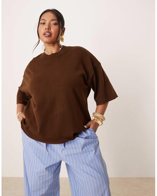 ASOS Brown Asos design curve – strukturiertes strick-t-shirt