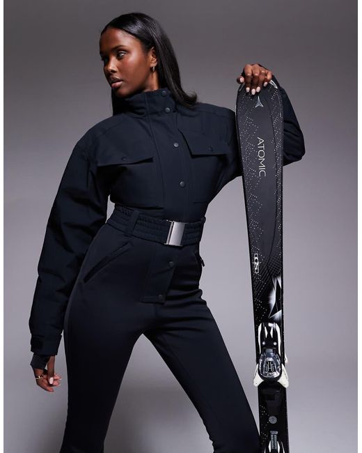 ASOS 4505 Ski & Snow Blue Asos 4505 Ski Funnel Neck Kick Flare Belted Ski Suit
