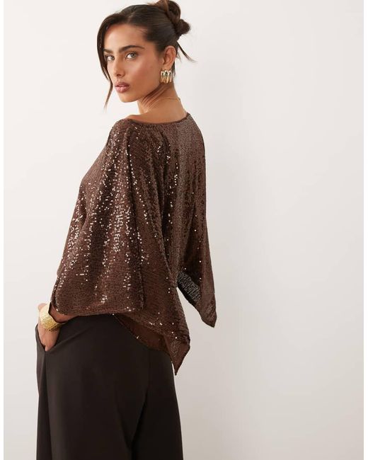 ASOS Brown Sequin Cape Top