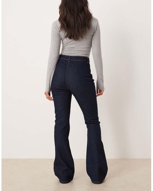 ASOS Blue Super High Waist Flare Jean With Comfort Stretch