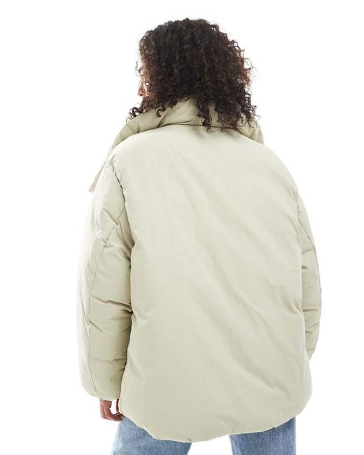 ASOS White Funnel Neck Clean Puffer Jacket
