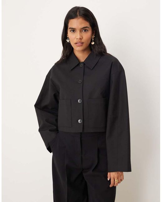 Chaqueta De Sastre Corta Negra De Mezcla De Algodón De (Parte De Un Conjunto) Mango de color Black