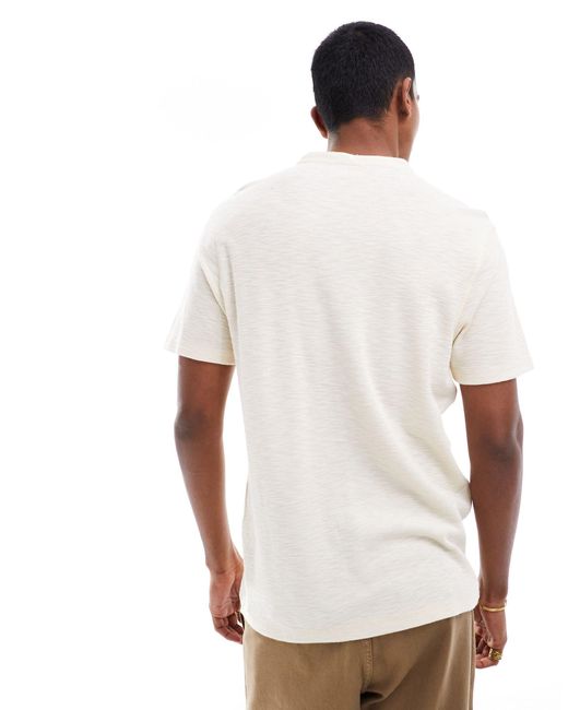 T-shirt serafino écru effetto lino di ASOS in White da Uomo