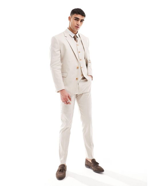 ASOS White Slim Linen Blend Suit Jacket for men