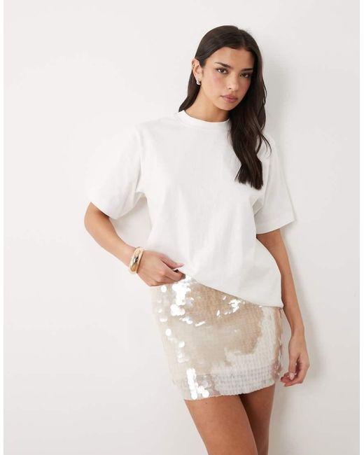 Gina Tricot Natural Sequin Mini Skirt