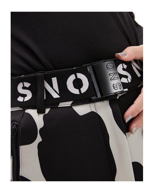 TOPSHOP White Sno Cow Print Stretch Slim Leg Ski Pants With Stirrups