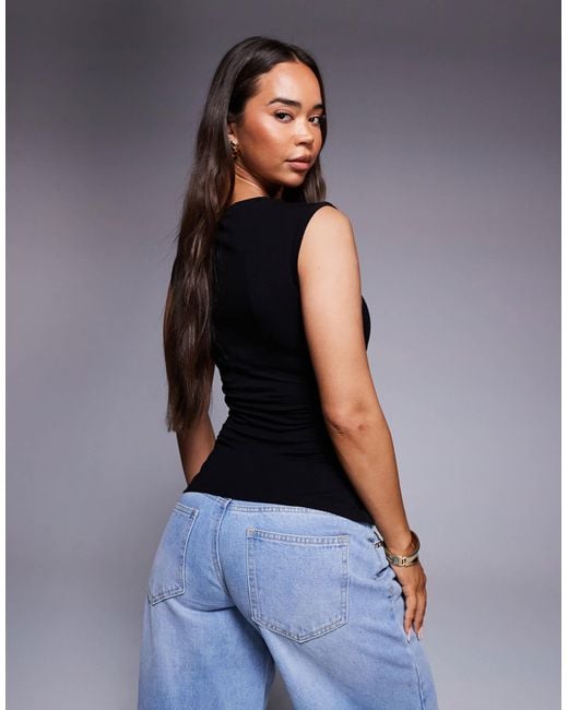 ASOS Blue Cotton Ruched Tank Top