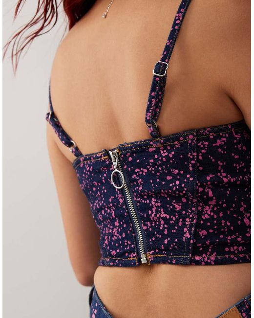 Monki Blue Co-ord Denim Corset Top