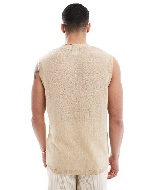 ASOS Natural Relaxed Knitted Vest for men