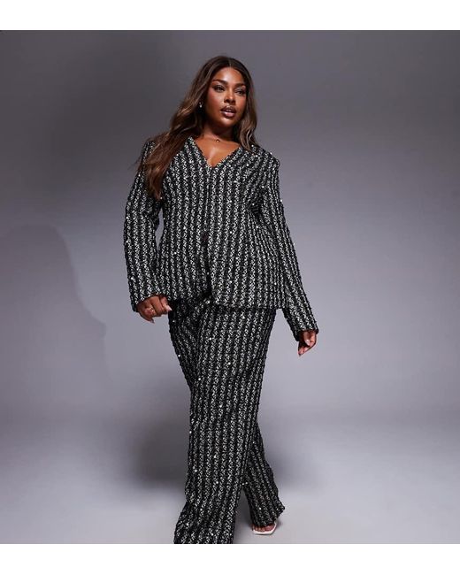 ASOS Gray Curve Pearl Embellished Boucle Trouser Co-ord