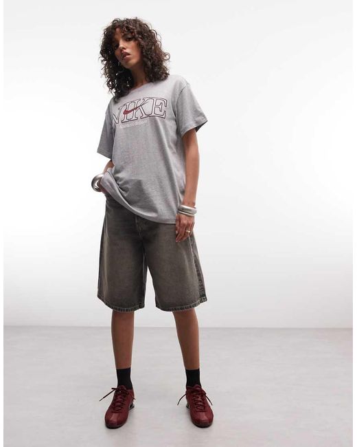Nike Gray Classic Boyfriend Fit T-shirt With Graphic Print