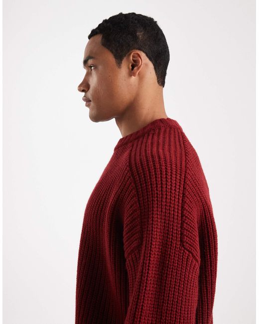 ASOS – schwerer oversize-strickpullover aus wollmix in Red für Herren