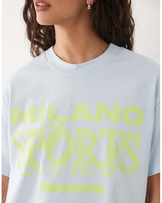 ASOS Short Sleeve Oversized Top With Print-blue
