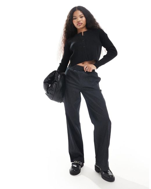 ASOS Black Asos Design Petite Slim Fit Cardigan With Crew Neck