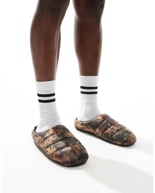 ASOS Brown Puffer Slippers for men