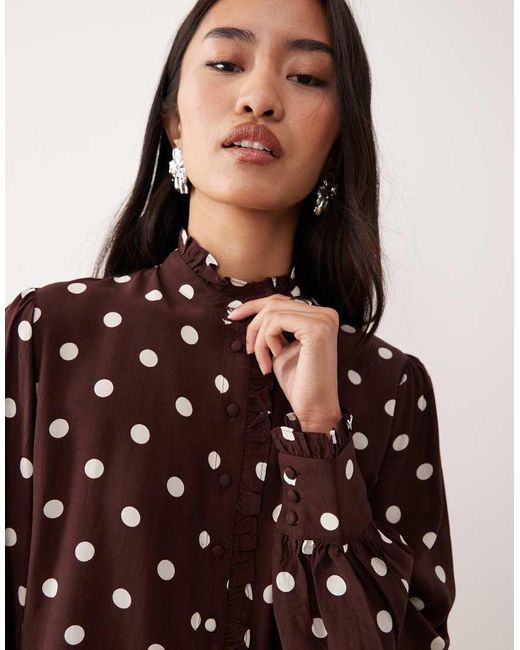 Nobody's Child Brown Bronte Button Up Blouse