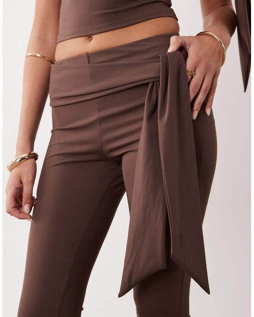 The Frolic Brown Exclusive Slinky Drape Knot Side Capri Pants