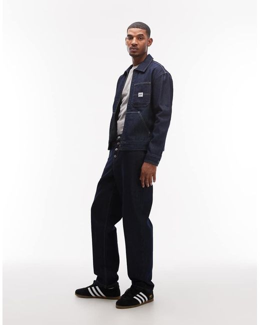 Lee Jeans Blue Boxy Zip Up Denim Jacket for men