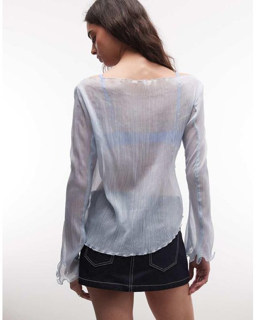 Monki White Sheer Floaty Long Sleeve Top