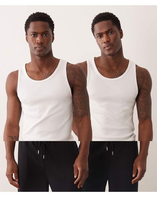 ARKET White 2 Pack Rich Cotton Vests for men